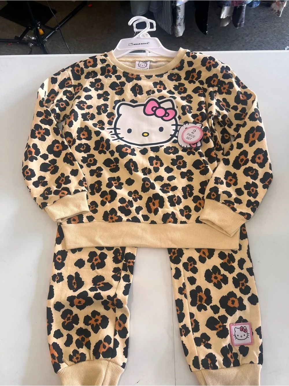 Hello Kitty Leopard Print Two-Piece  Set - Yellow, Black, Pink